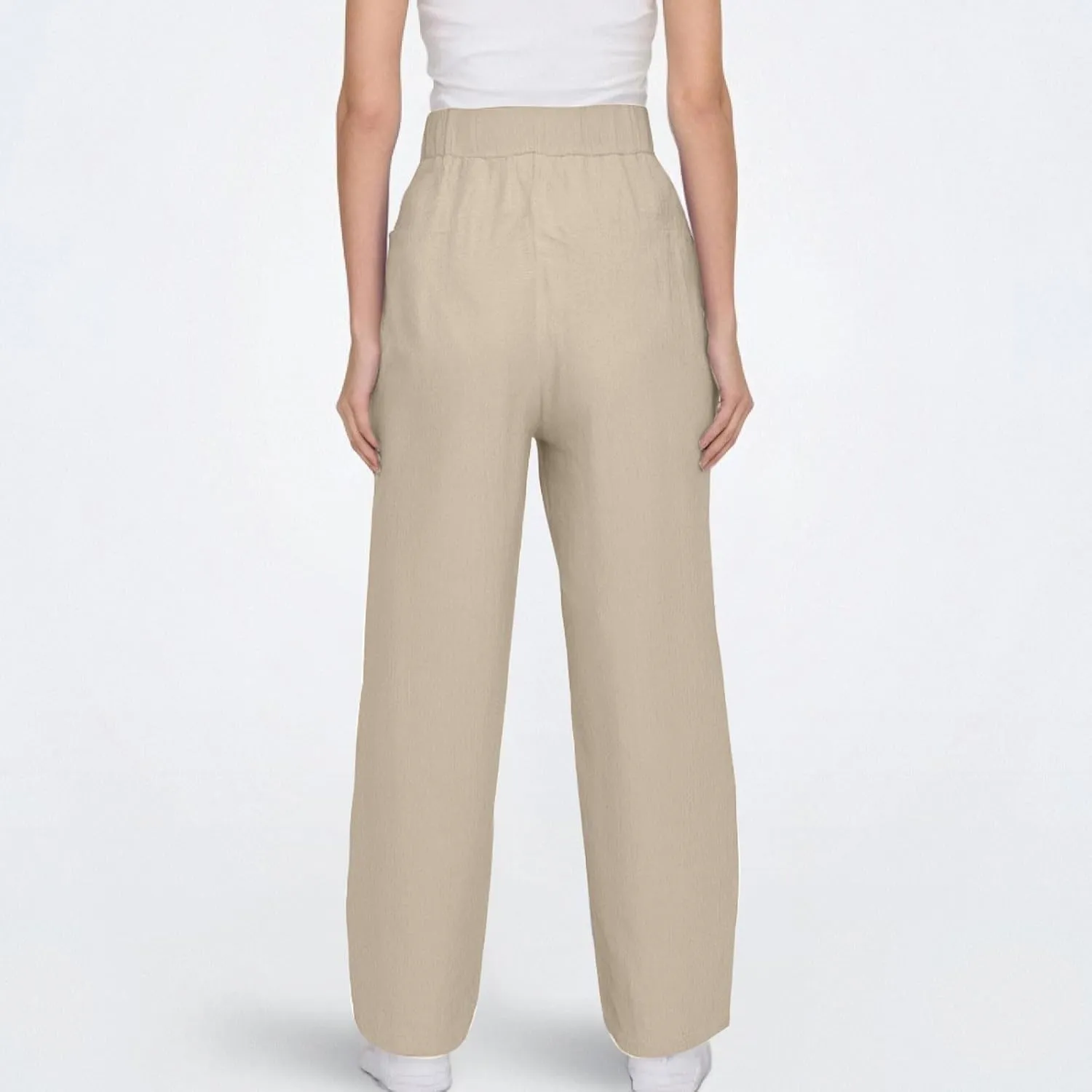 ADHOWBEW Linen Blend Pants for Women Work Cotton Petite Plus Size Stretch Casual Dressy Lounge Flowy Pants