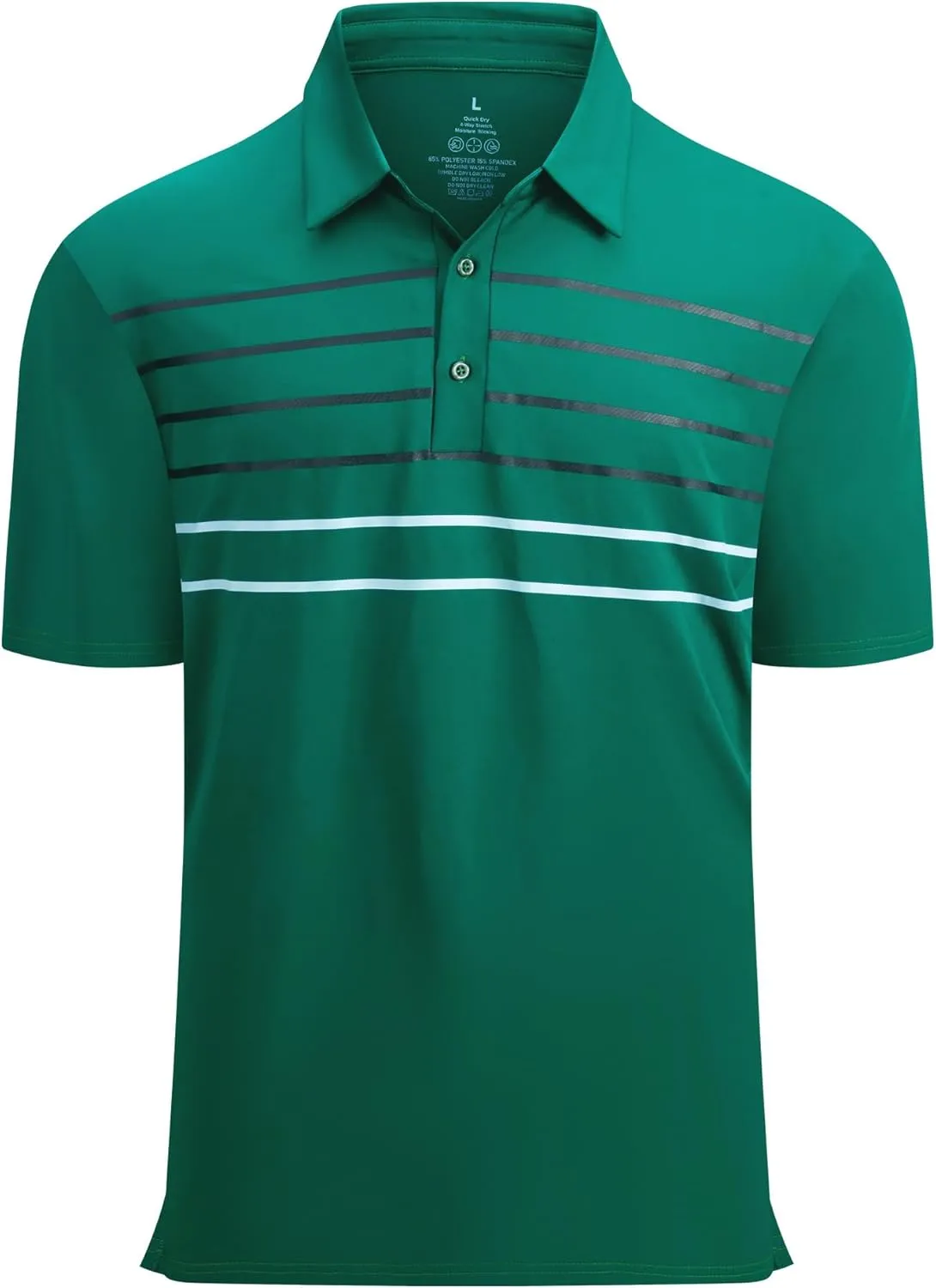 Alex Vando Mens Striped Golf Shirt Moisture Wicking Quick-Dry Sports Polo Shirts