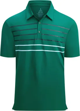 Alex Vando Mens Striped Golf Shirt Moisture Wicking Quick-Dry Sports Polo Shirts