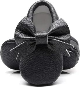 Bebila Double Bow Fringe Baby Moccasins - Soft Sole Baby Shoes Girls Toddler Crib Flats