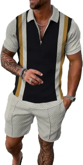 BIRW Mens Short Sets 2 Piece Outfits Polo Shirt Fashion Summer Tracksuits Casual Set Short Sleeve and Shorts Set for Men