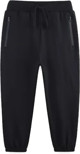 Boy's Cotton Crinched Hem Jogger Sweatpant Pants with Zipper Pockets and Funtional Drawstring Size 4-20