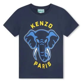 Boys Navy Elephant Print T-Shirt