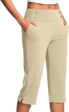 Capri Pants for Women Shorts Business Stretch High Waisted Capris Work Office Cropped Trousers Casual Summer Clothing