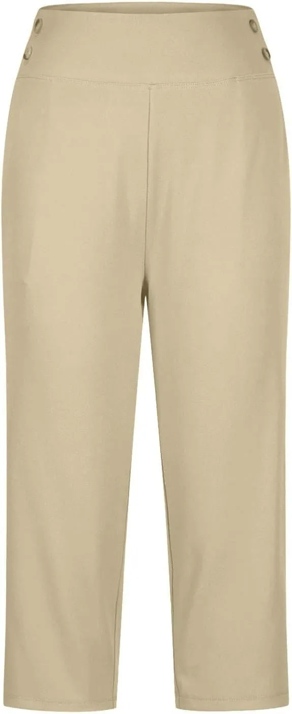 Capri Pants for Women Shorts Business Stretch High Waisted Capris Work Office Cropped Trousers Casual Summer Clothing