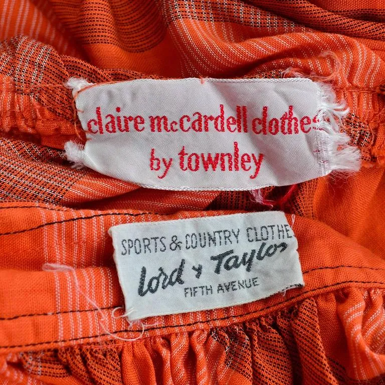 Claire McCardell Clothes by Townley Vintage Orange Plaid Strapless Dress