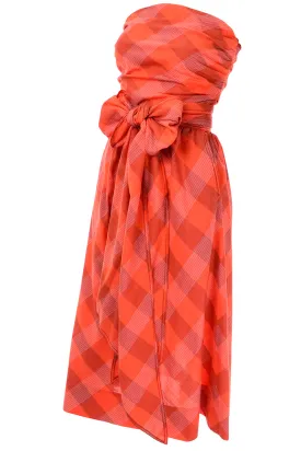 Claire McCardell Clothes by Townley Vintage Orange Plaid Strapless Dress