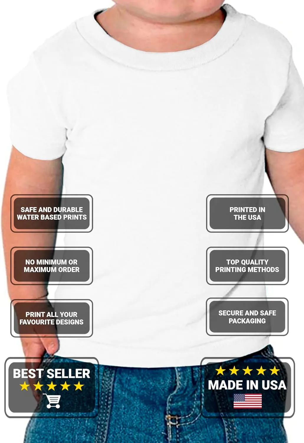 Custom Baby Shirt for Boys Girls Personalized Your Own Image Photo Text T-Shirt Front Print ONLY