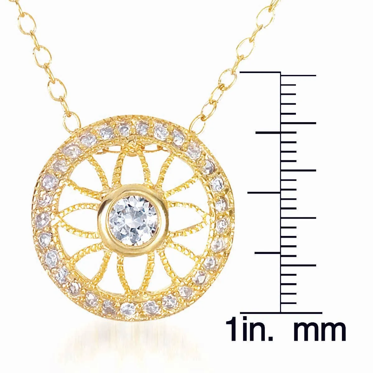 Elise Gold Plated Prong And Bezzel Round Pendant