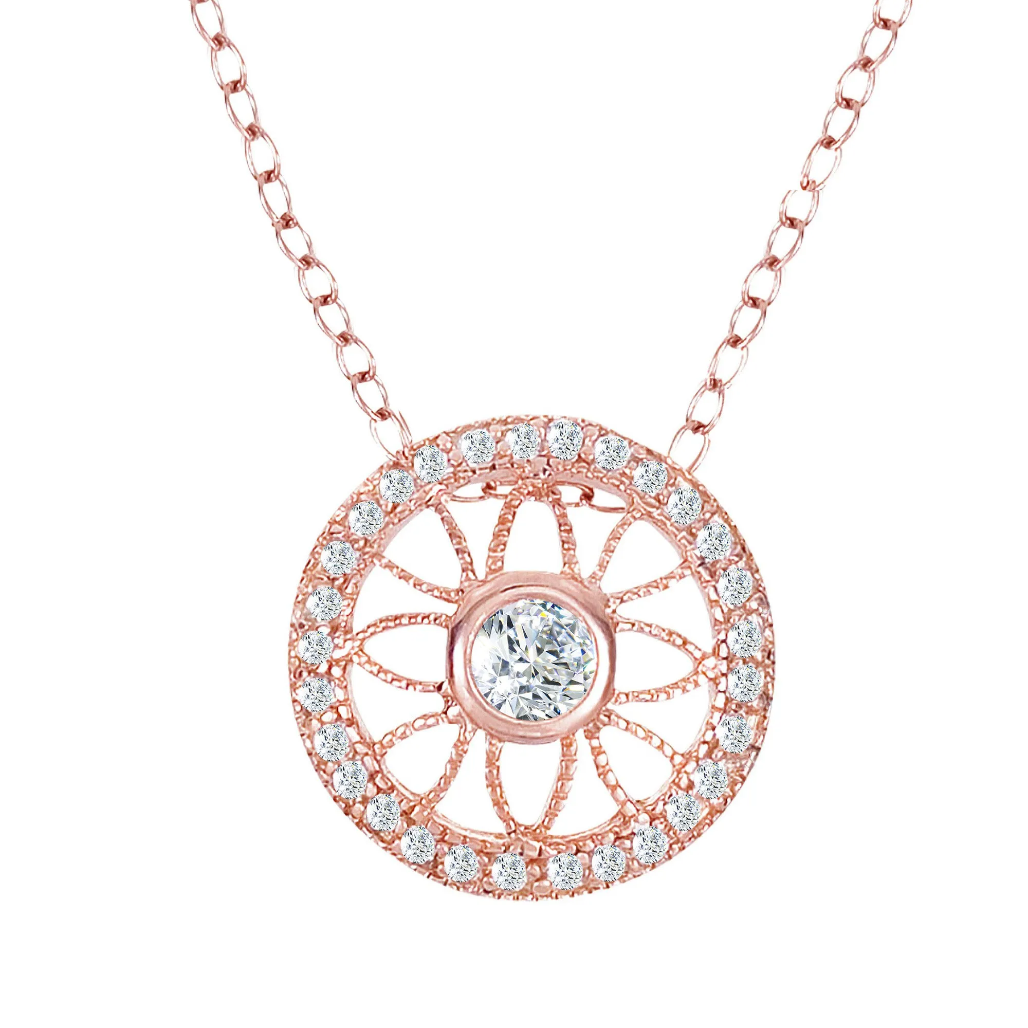 Elise Gold Plated Prong And Bezzel Round Pendant