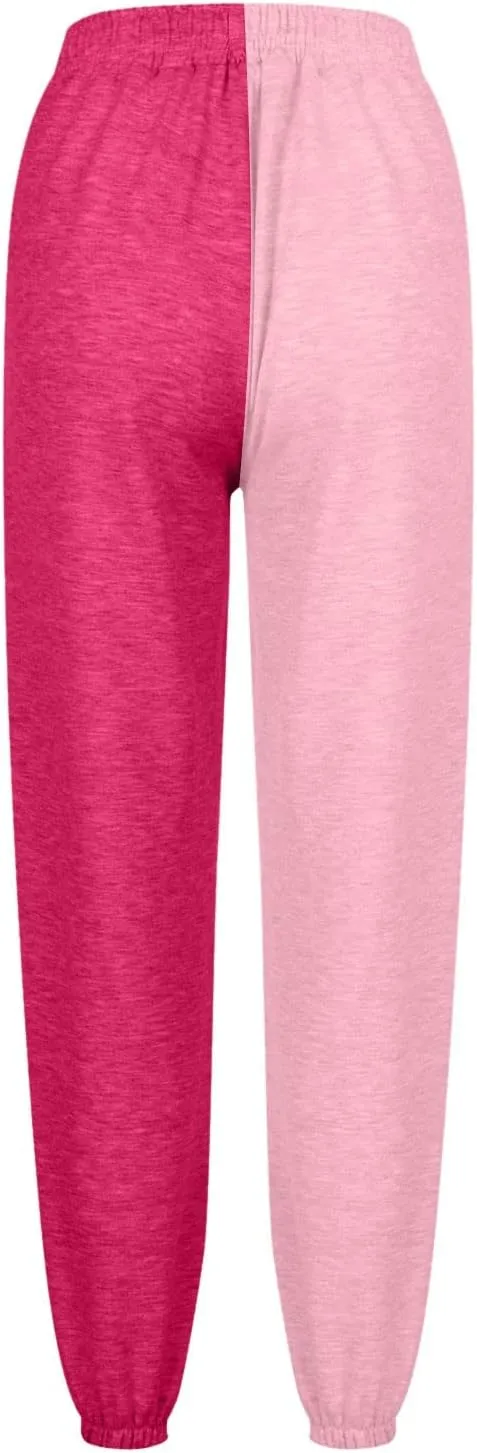 Fleece Straight Leg Sweatpants for Women Elastic High Waisted Joggers with Pockets Lightweight Cinch Bottom Trousers