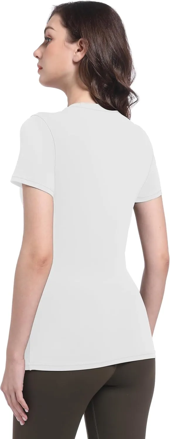 Foucome Maternity Shirts Crew Neck Short Sleeve Workout Tops Athletic Yoga Top Side Ruched Pregnancy T Shirts