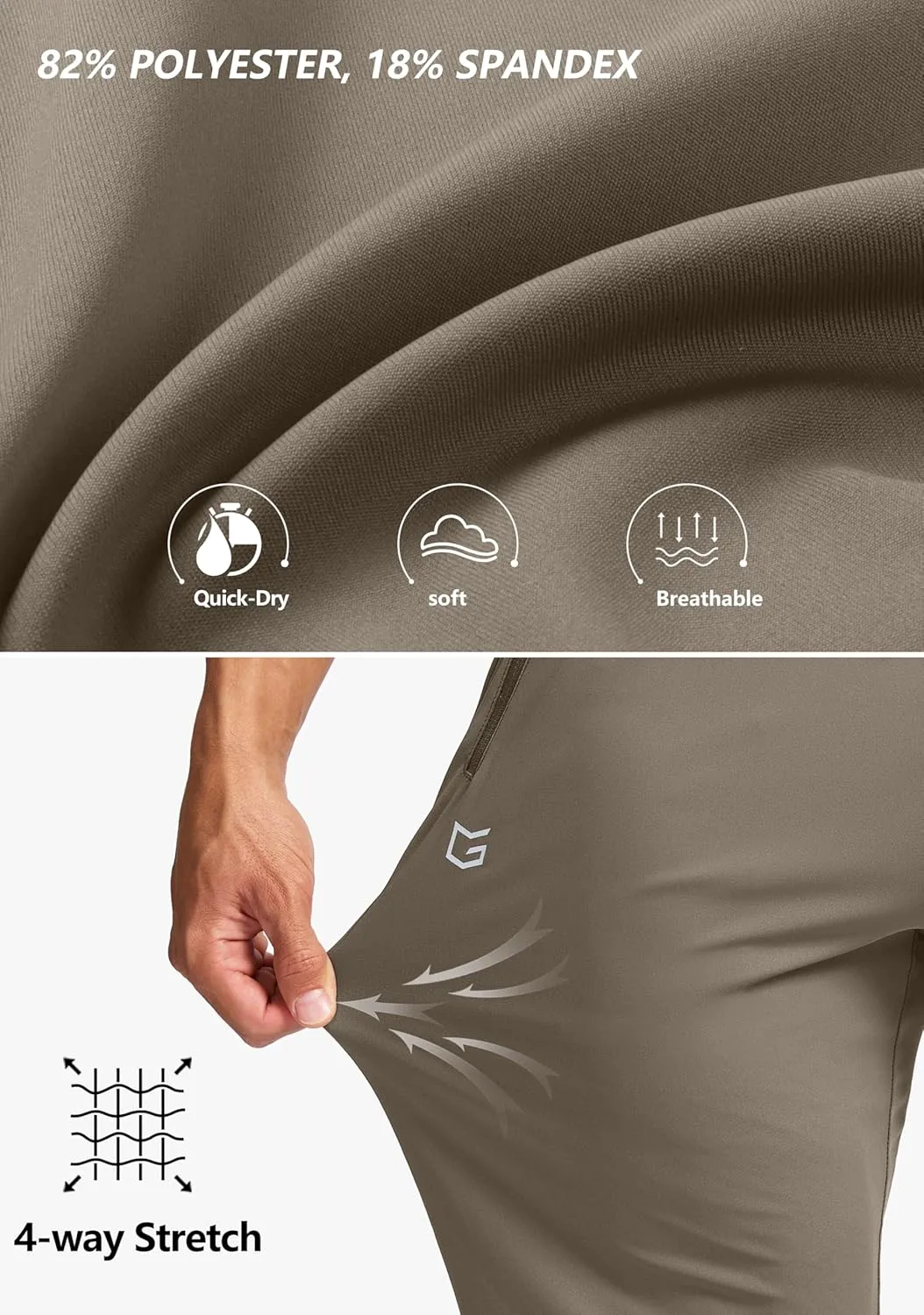 G Gradual Men's Joggers Pants with Zipper Pockets Stretch Sweatpants Athletic Track Pants for Men Workout Running Gym