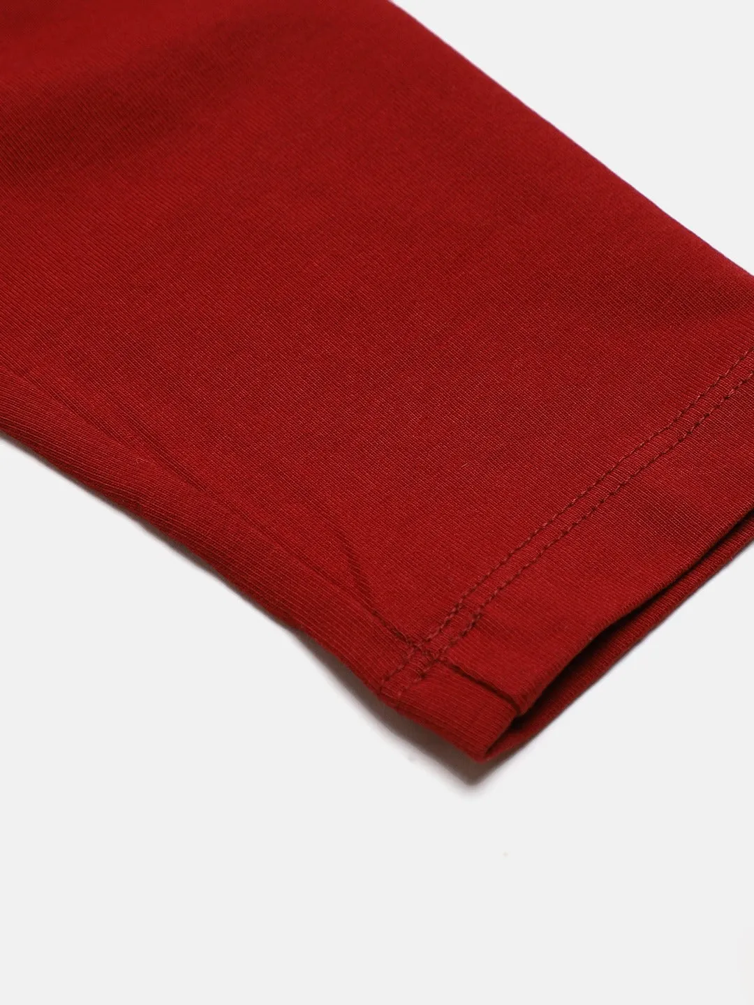 Girls Maroon Solid Basic Leggings