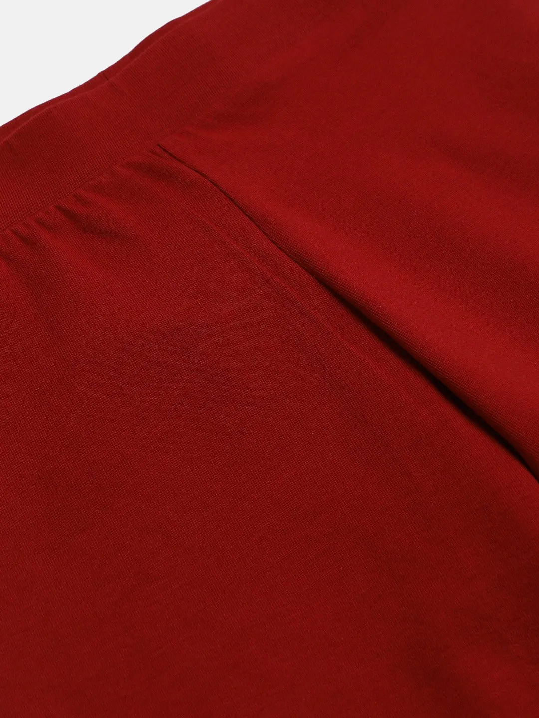 Girls Maroon Solid Basic Leggings