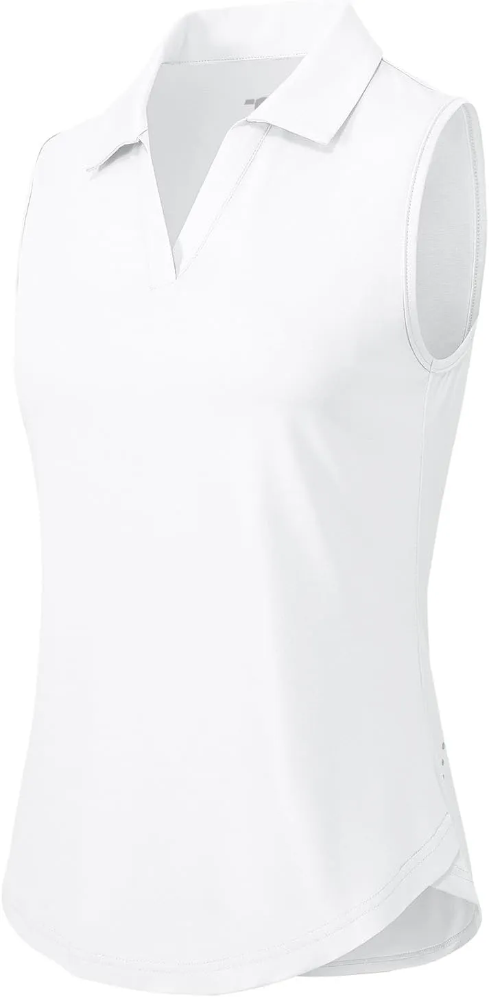Gopune Women's Sleeveless Golf Shirts Quick Dry Lightweight UPF 50  Tennis Polo Shirts Collared V-Neck Tank Tops