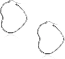 Heart Earrings for Women, Silver/Gold Hoops Earrings, Fashion Stainless Steel Hypoallergenic Lightweight Small Big Love Heart Earrings Jewelry 30/40/50/60mm