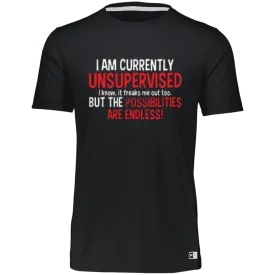 I Am Currently Unsupervised Unisex Essential Dri-Power Tee, Funny Novelty Unisex T-Shirt or Crew Neck T-Shirt