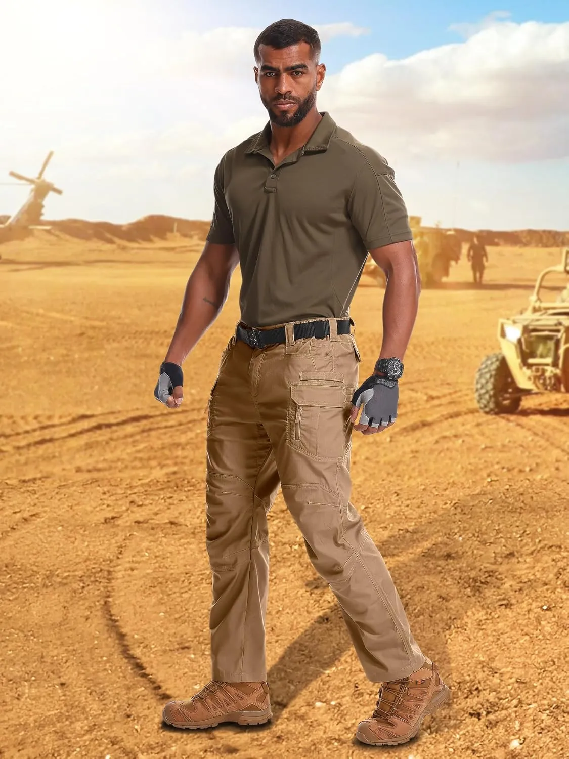 Jessie Kidden Men's Flex Stretch Tactical Pants, Water Resistant Ripstop Cargo Pants Lightweight BDU Outdoor Work Hiking
