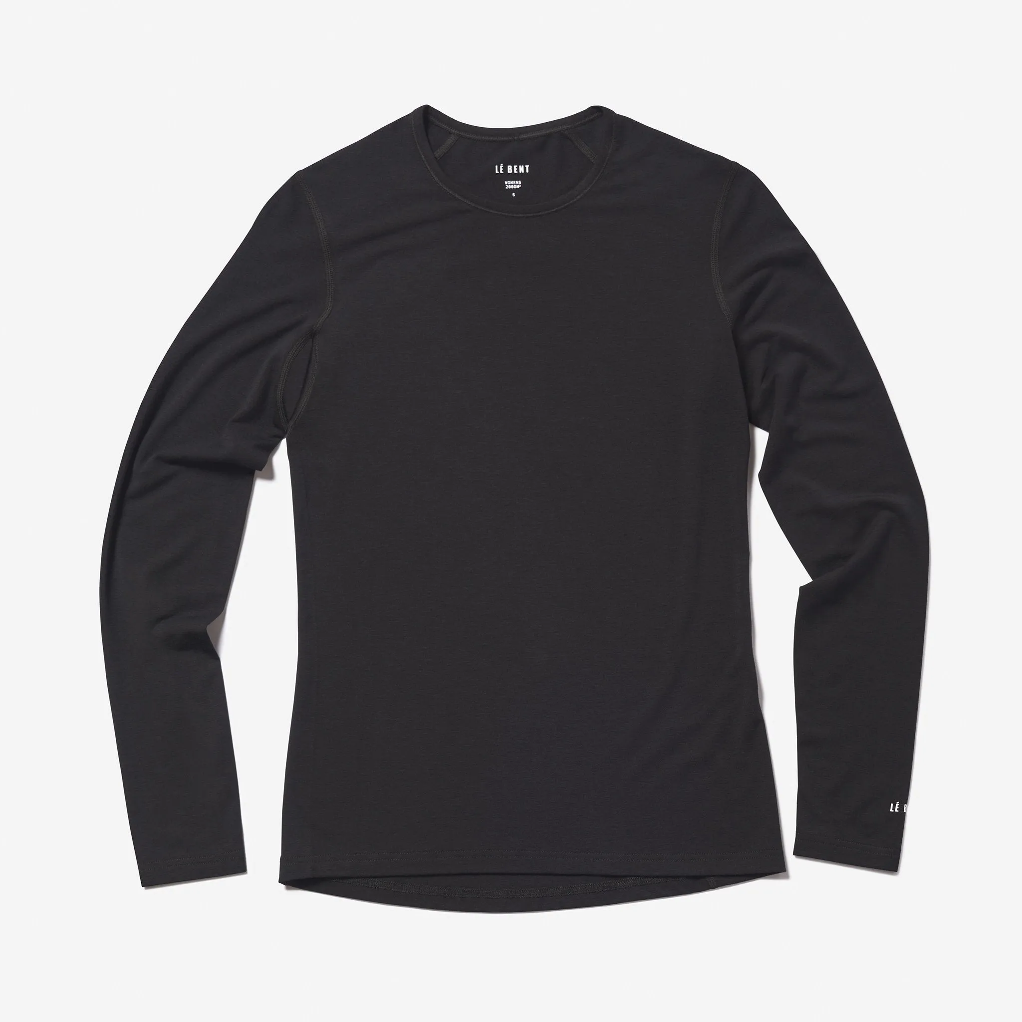 Le Bent Womens Core 200 Crew Base Layer Black