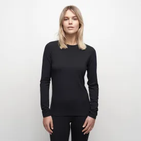 Le Bent Womens Core 200 Crew Base Layer Black