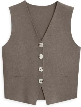 LILLUSORY Sweater Vest Women Dressy Button Up Sweater Tank Tops 2024 Knit Work Business Casual Outfits