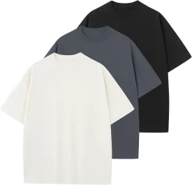 Men's Cotton T-Shirts Oversized Unisex Short Sleeve Crew Neck Loose Basic Tops Solid Athletic Tee
