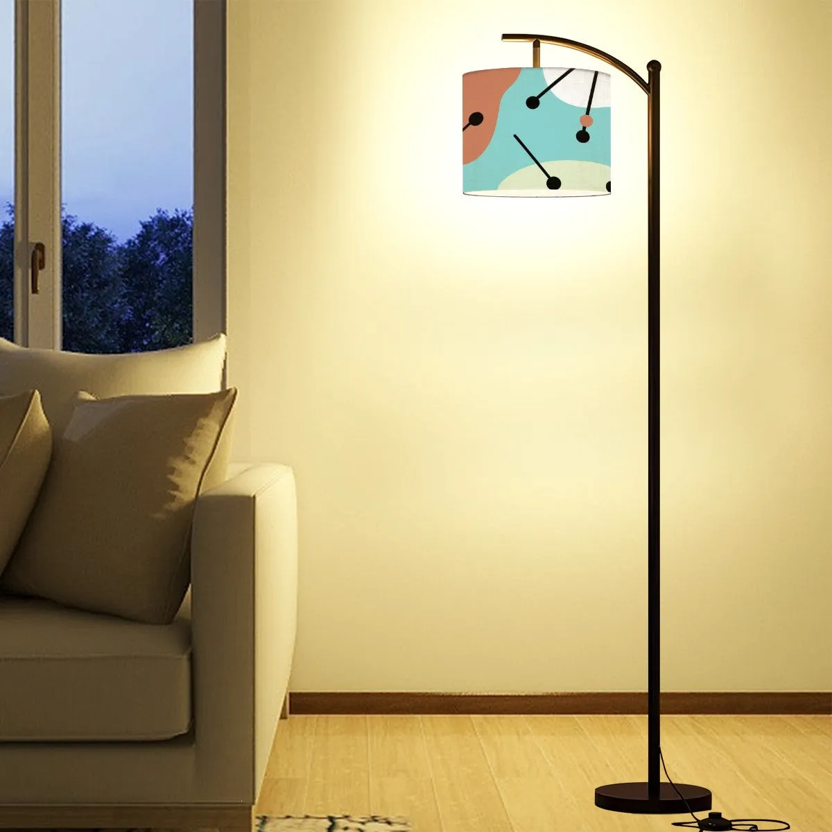 Mid Century Modern Amoeba Aqua Retro Arc Floor Lamp
