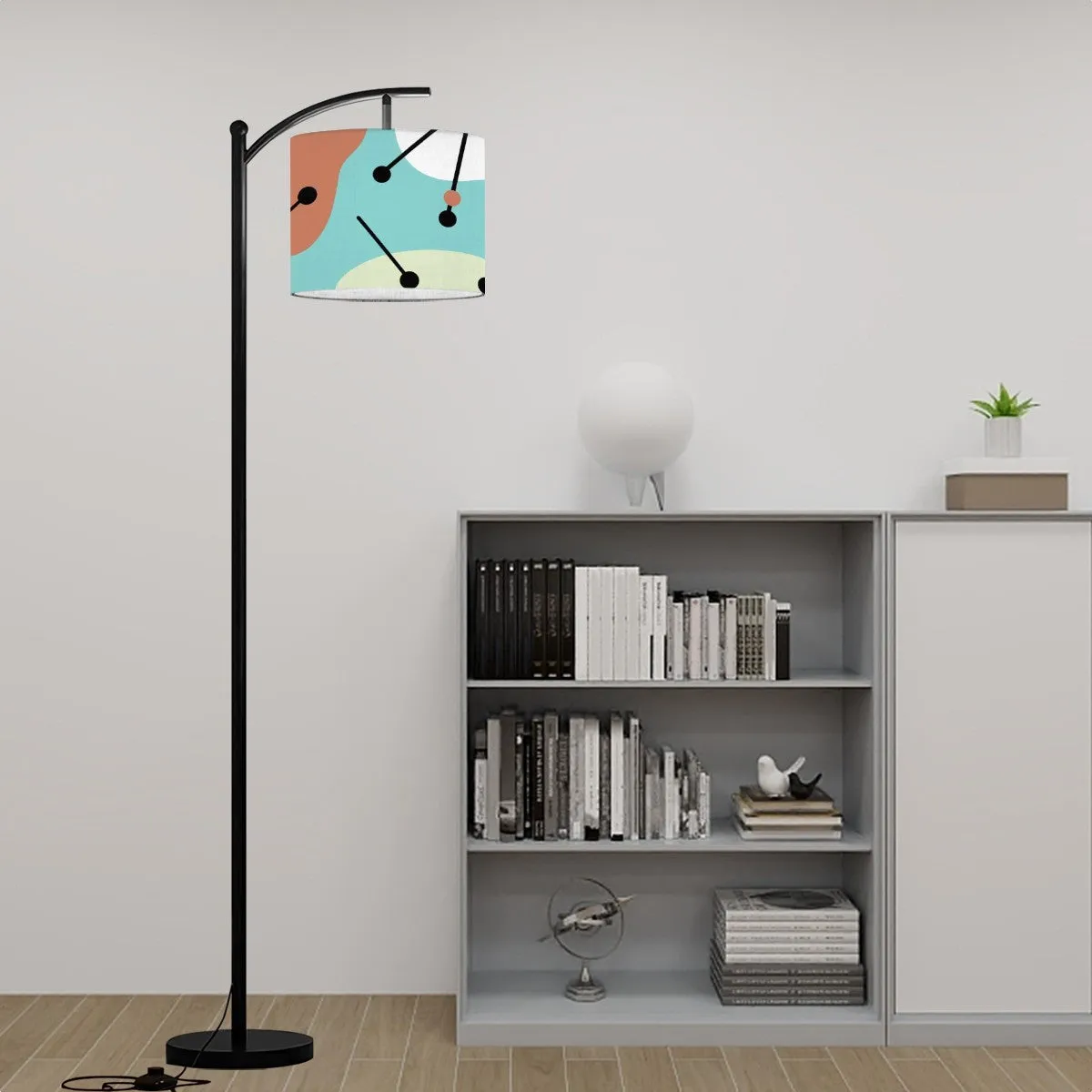 Mid Century Modern Amoeba Aqua Retro Arc Floor Lamp