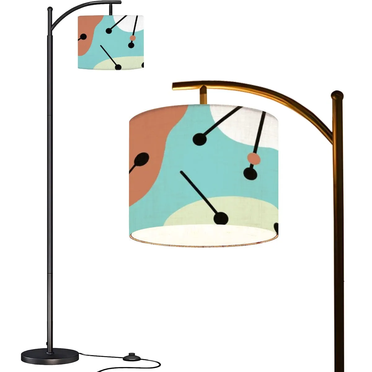 Mid Century Modern Amoeba Aqua Retro Arc Floor Lamp