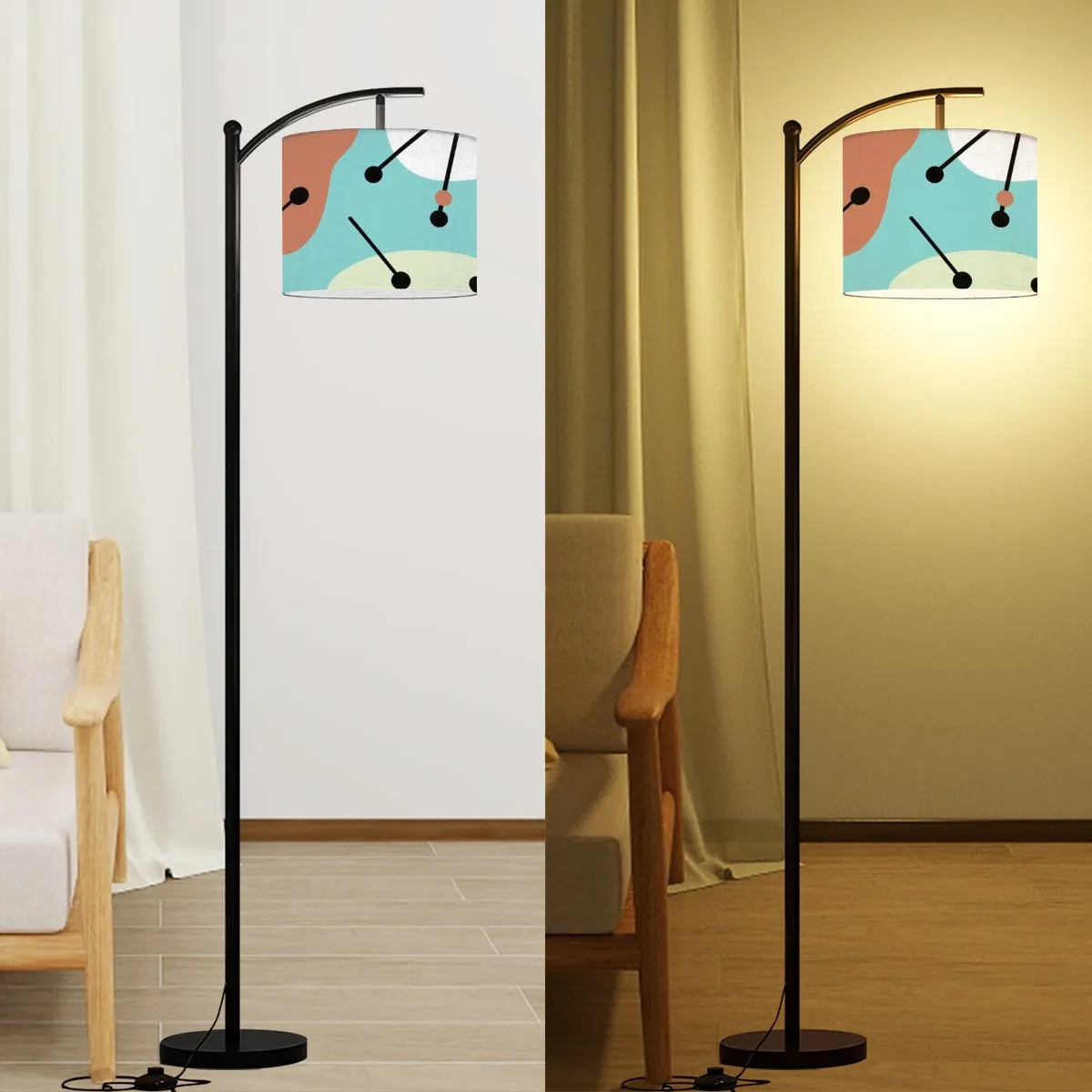 Mid Century Modern Amoeba Aqua Retro Arc Floor Lamp