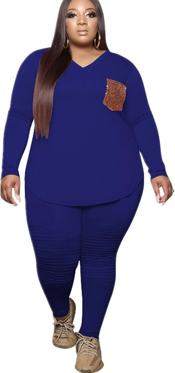Plus Size Leopard Print 2 Piece Outfit for Women Sweatsuits Sets Tops and Sweatpans Sweatsuits Tracksuits