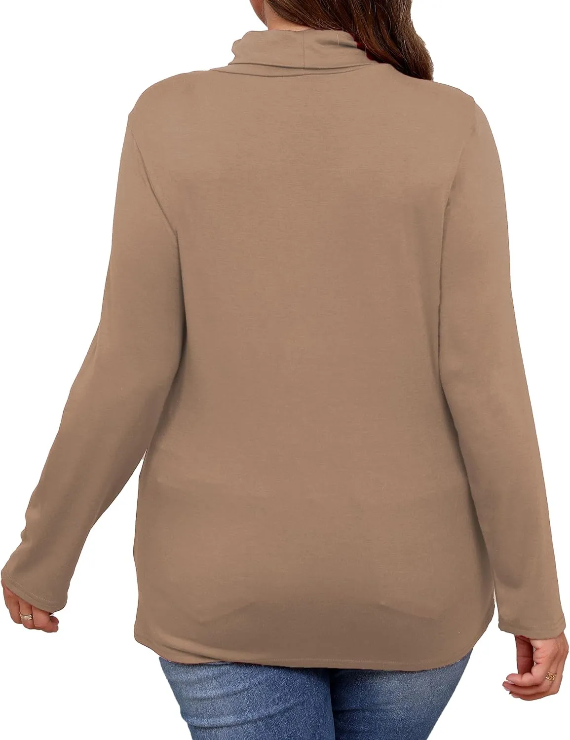 Plus Size Turtleneck Shirt Women Long Sleeve Slim Fit Mock Neck Bodycon Tops