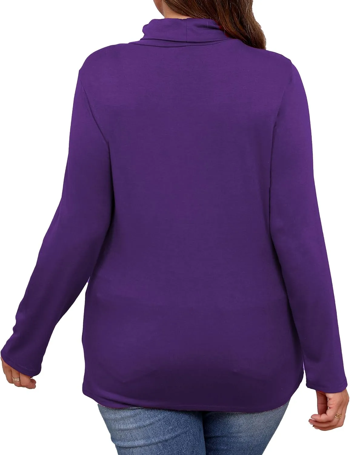 Plus Size Turtleneck Shirt Women Long Sleeve Slim Fit Mock Neck Bodycon Tops