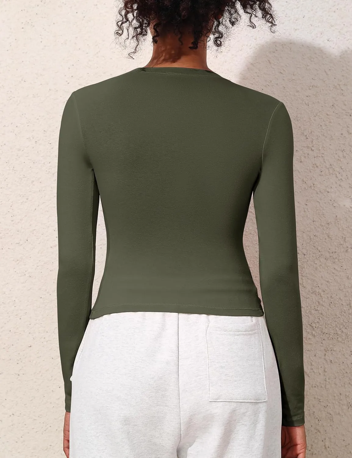 PrettyGuide Women's Cotton Jersey Long Sleeve Shirts Tight Fit Crewneck Crop Tops Basic Fall Going Out Y2K Tops