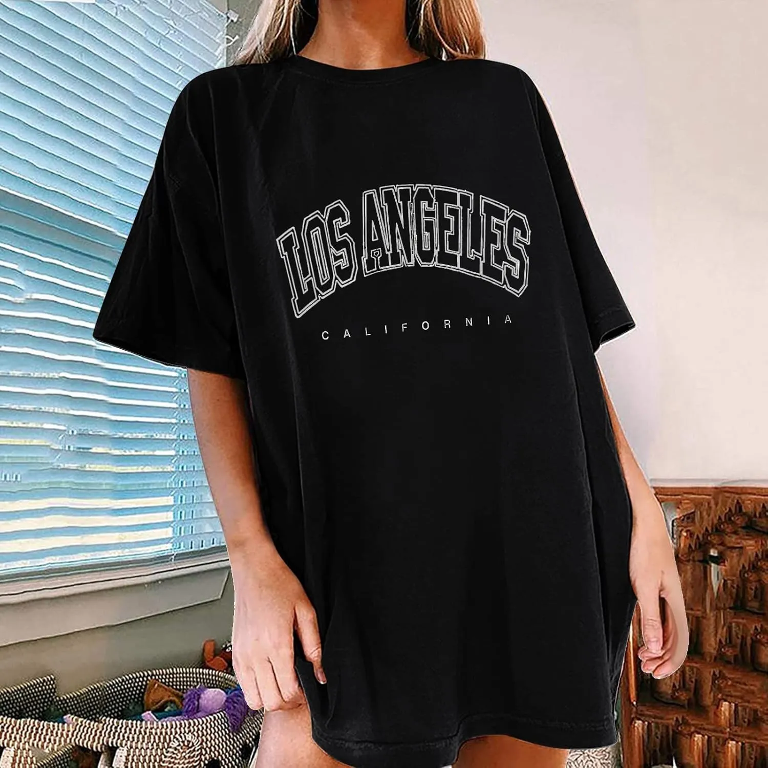 Shirts for Girls 12-14 Years Old Oversized Graphic Print Short Sleeve Tunic Tops Crew Neck Casual Drop Shoulder T Shirts