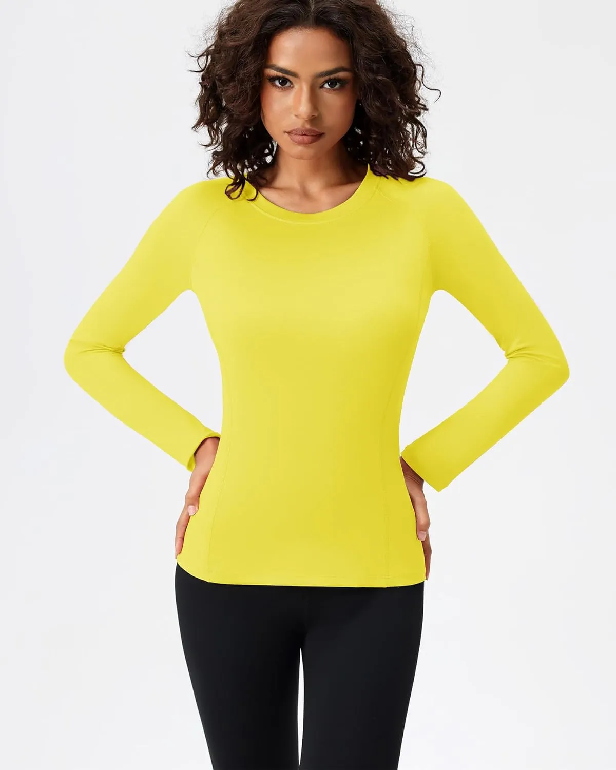 SPVISE Long Sleeve Compression Shirts for Women Workout Tops Cool Dry Breathable Yoga Running Hiking T-Shirt Fitted Basic Top