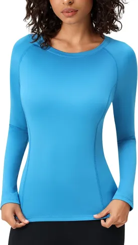 SPVISE Long Sleeve Compression Shirts for Women Workout Tops Cool Dry Breathable Yoga Running Hiking T-Shirt Fitted Basic Top