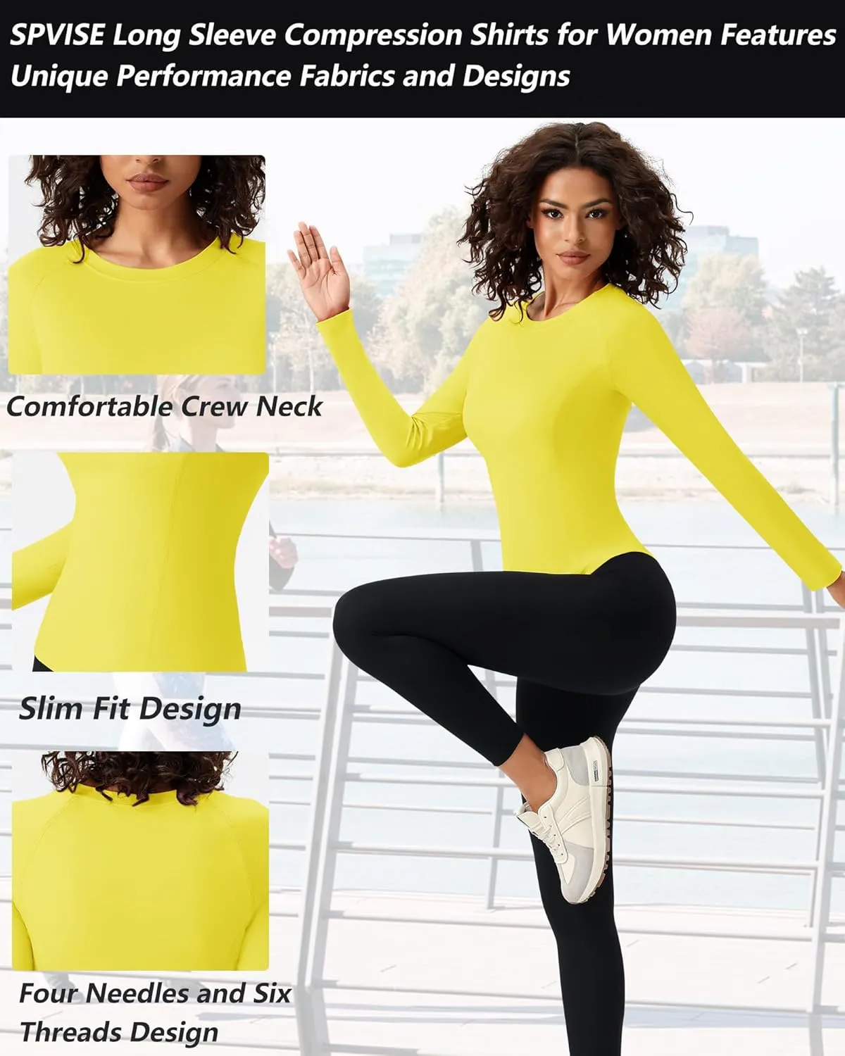 SPVISE Long Sleeve Compression Shirts for Women Workout Tops Cool Dry Breathable Yoga Running Hiking T-Shirt Fitted Basic Top