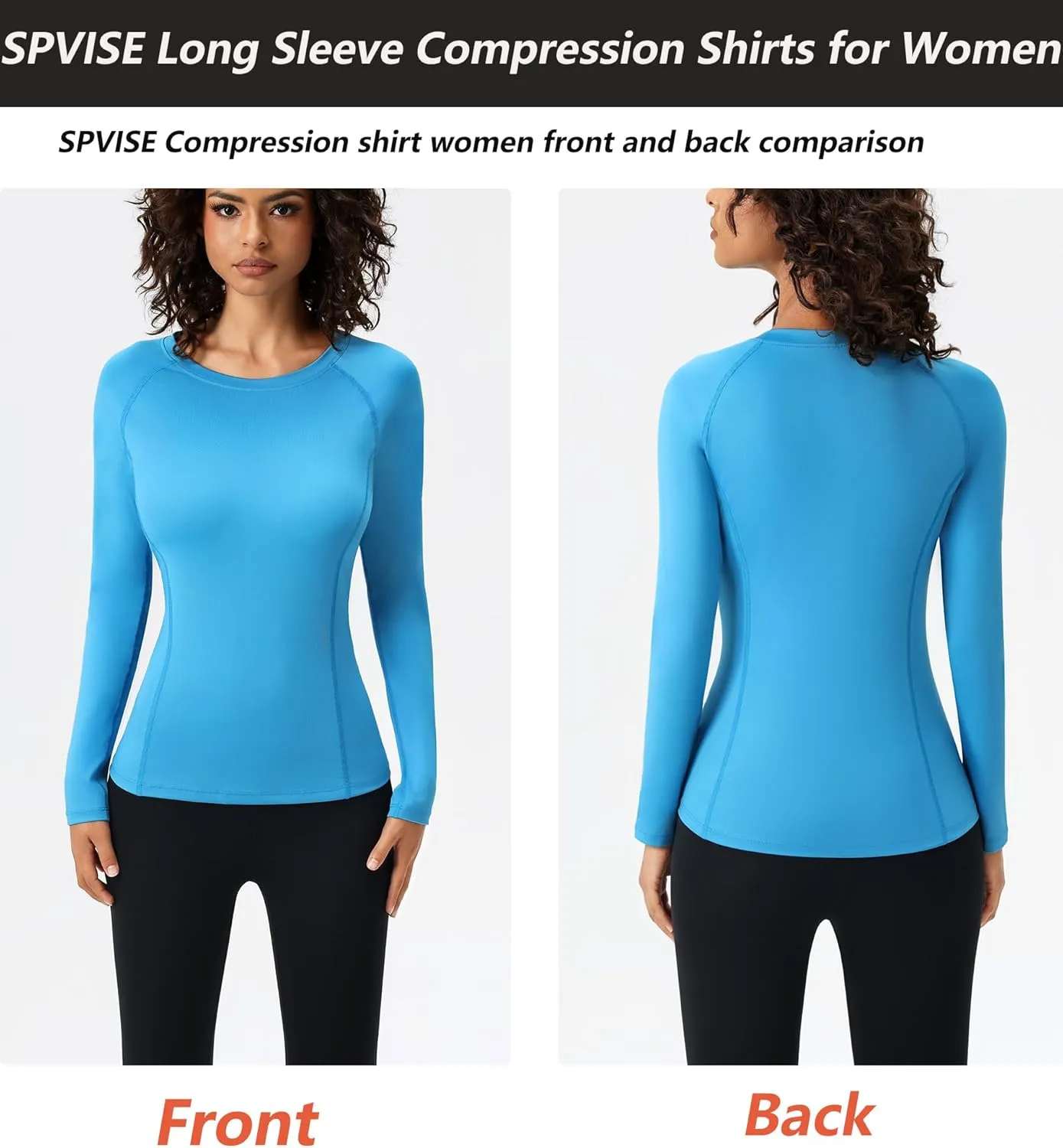 SPVISE Long Sleeve Compression Shirts for Women Workout Tops Cool Dry Breathable Yoga Running Hiking T-Shirt Fitted Basic Top