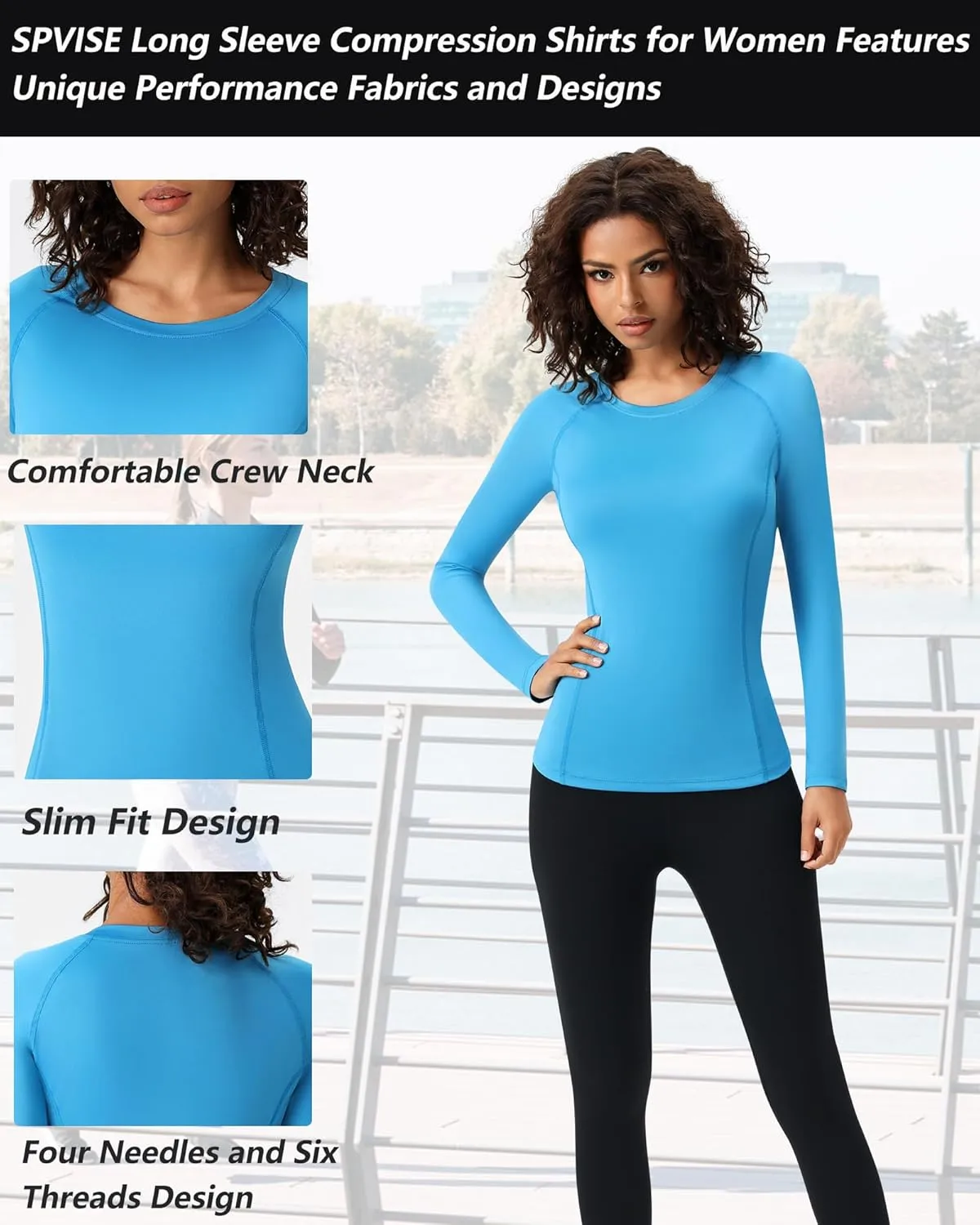 SPVISE Long Sleeve Compression Shirts for Women Workout Tops Cool Dry Breathable Yoga Running Hiking T-Shirt Fitted Basic Top