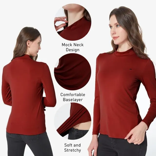 SSLR Mock Turtleneck for Women Mock Neck Top Long Sleeve T Shirt Casual Basic Active Layer