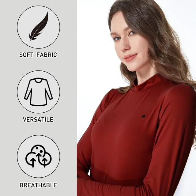 SSLR Mock Turtleneck for Women Mock Neck Top Long Sleeve T Shirt Casual Basic Active Layer