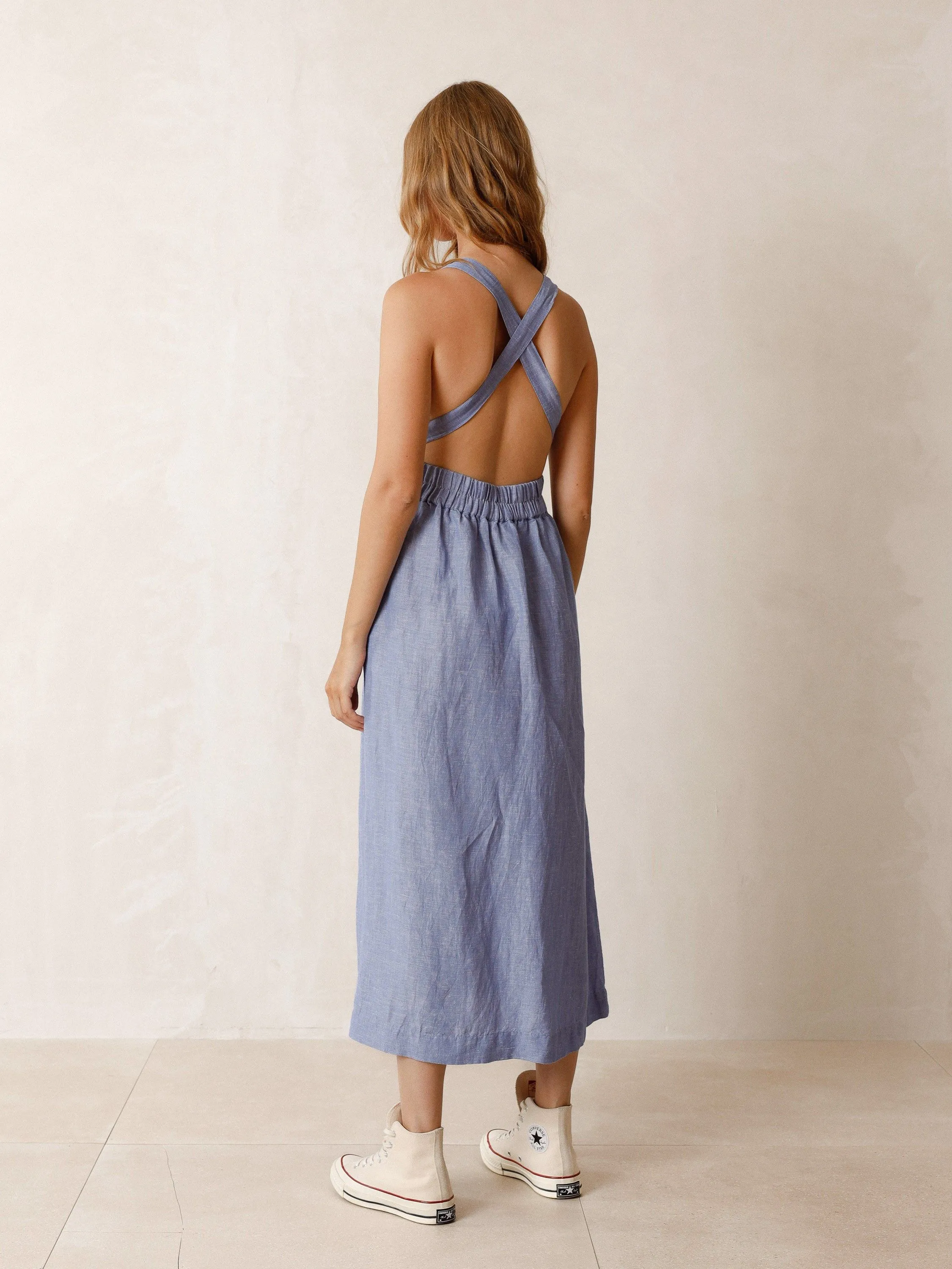 Strappy Midi Dress Azul Glacial