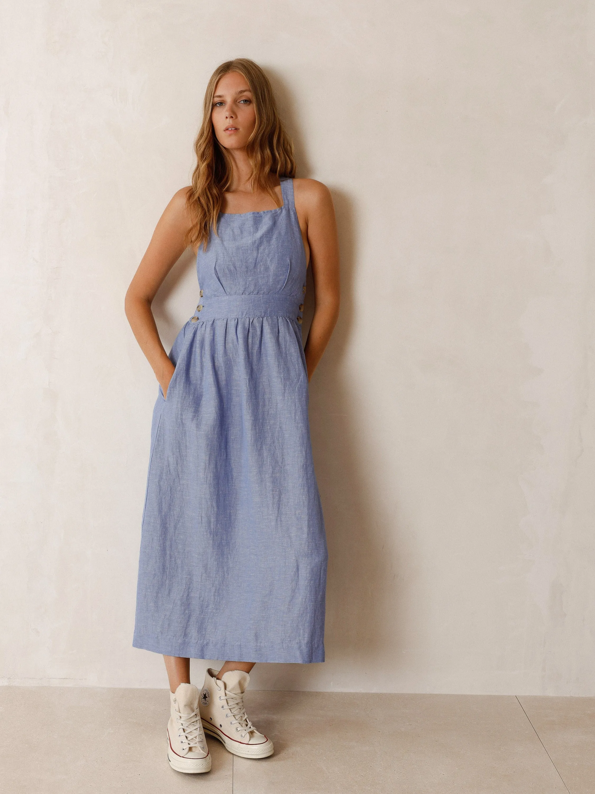 Strappy Midi Dress Azul Glacial
