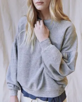 THE GREAT - The Bishop Sleeve Sweatshirt in Varsity Grey