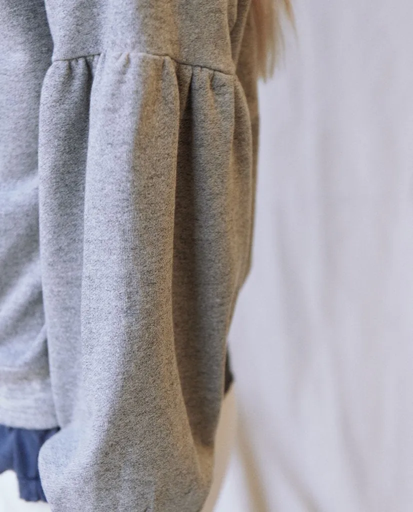 THE GREAT - The Bishop Sleeve Sweatshirt in Varsity Grey