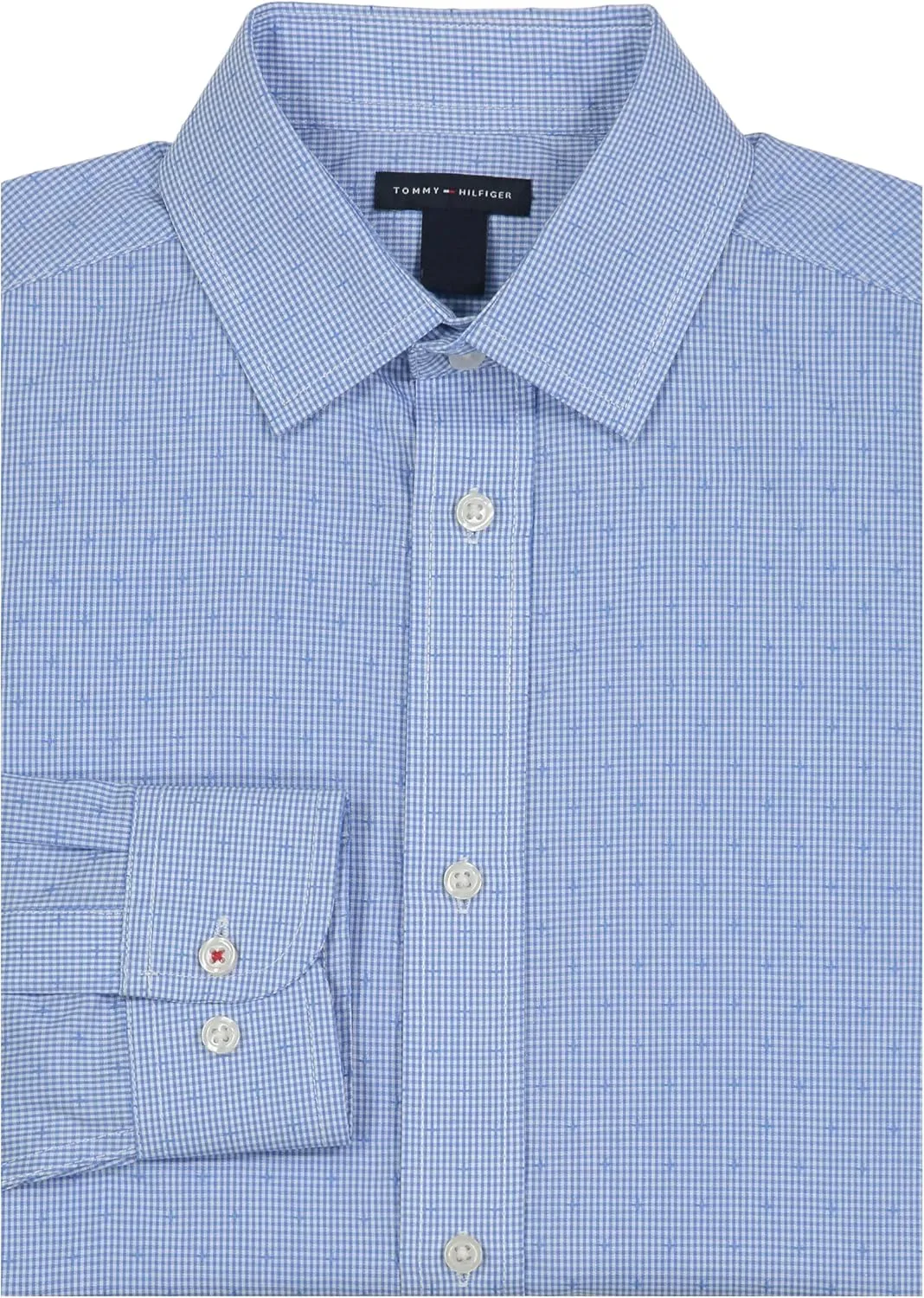 Tommy Hilfiger Boy's Long Sleeve Dress Shirt, Collared Button-down With Cuff Sleeves, Gingham