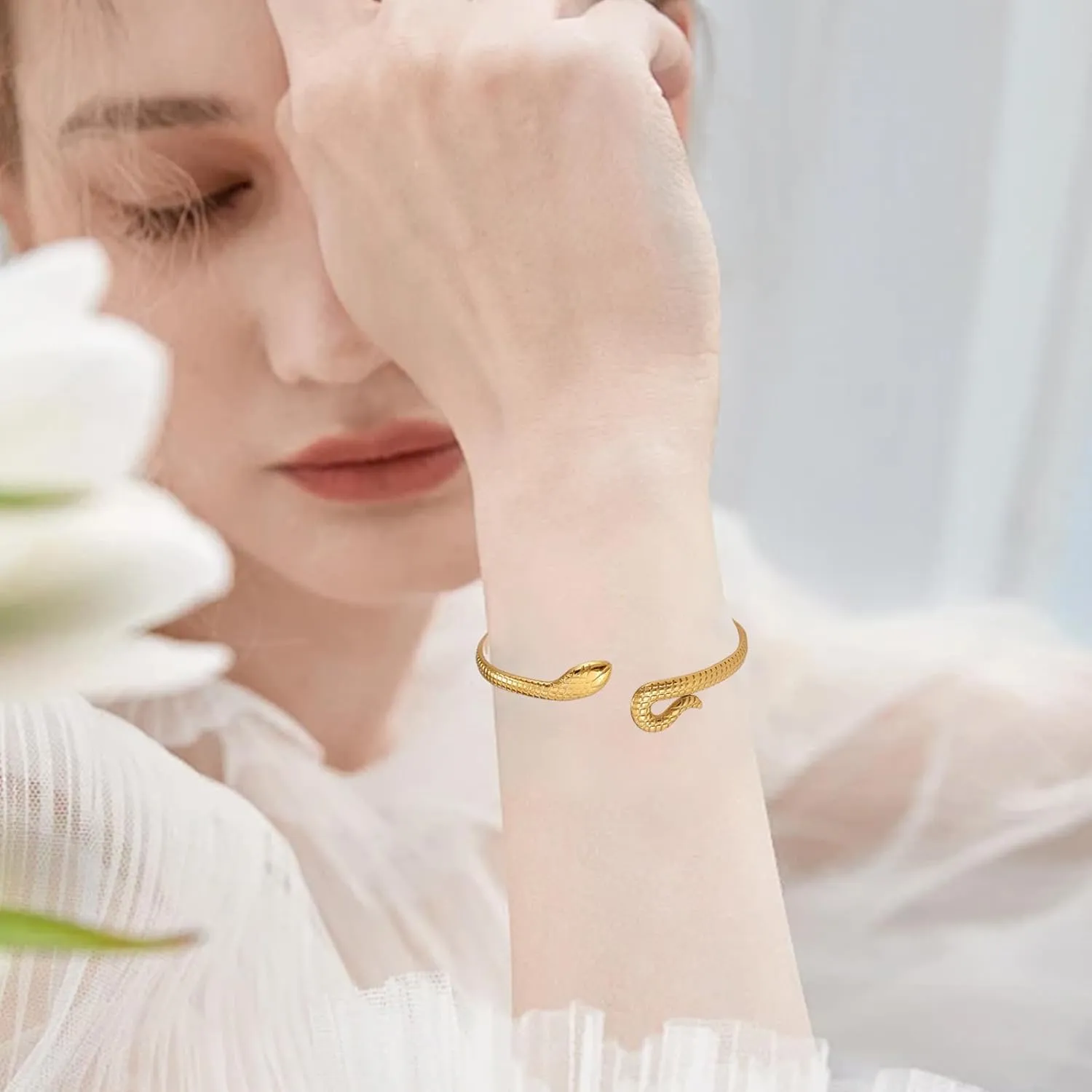 UNIFT Snake Bracelet for Women Stainless Steel Vintage Chic Open Serpent Bangle Bracelet Animal Jewelry