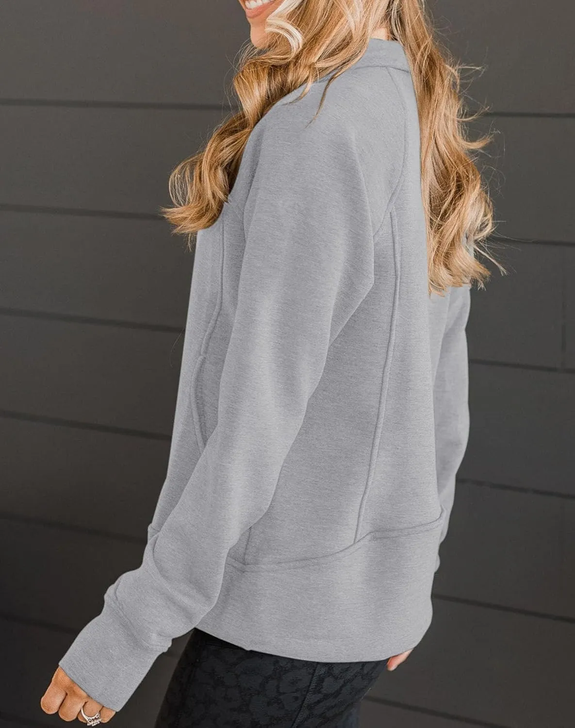 Vivitulip Womens Full Zip Up Athletic Jacket Long Sleeve Lightweight Pocketed Workout Coat Tops with Thumb Holes